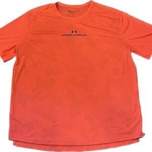 XL- Loose fit Under Armour orange camo shirt.